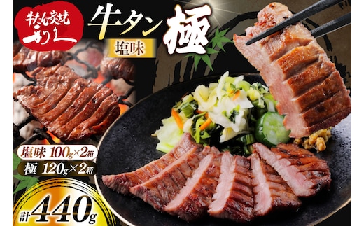 牛たん 炭焼 利久 牛たん極 (塩味) ＆ 牛たん塩味 各2個 セット [利久 宮城県 気仙沼市 20566129] 牛タン 牛 肉 牛肉 タン 焼肉 キャンプ アウトドア バーベキュー BBQ 牛タン塩 牛たん塩 冷凍 小分け 個包装