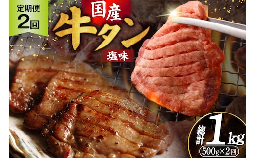 定期便 2回 牛タン 厚切り牛タン 希少部位 国産 塩味 500g 3～4人前 [佐藤精肉店 宮城県 気仙沼市 20566238] 牛タン 肉 牛肉 精肉 牛たん 牛タン塩 牛たん塩 冷凍 焼肉 牛タン BBQ 牛たん アウトドア バーベキュー 厚切り タン 牛たん ふるさと納税 ふるさと 返礼品
