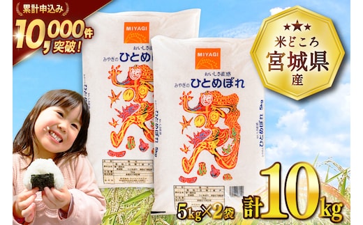 米 宮城県産 ひとめぼれ 10kg (5kg×2袋) [気仙沼米穀商業協同組合 宮城県 気仙沼市 20565763] 一等米 ブランド米 白米 精米 ご飯 ごはん コメ こめ お米 小分け 家庭用 レビューキャンペーン