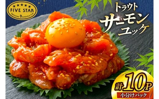 サーモン FIVE STAR ブランド サーモンユッケ 10パック セット [カネダイ 宮城県 気仙沼市 20566147] 魚 魚介類 サーモン サーモントラウト 鮭 さけ サーモン ユッケ さけ サケ トラウト 海鮮 丼 海鮮丼 個包装 小分け 冷凍