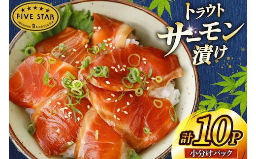サーモン FIVE STAR ブランド サーモン漬け 10パック セット [カネダイ 宮城県 気仙沼市 20566149] 魚 魚介類 サーモン サーモントラウト 鮭 さけ サーモン 漬け 漬け魚 漬魚 さけ サケ トラウト 海鮮 丼 海鮮丼 個包装 小分け 冷凍
