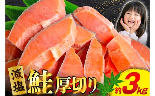 訳あり 減塩 塩鮭 【厚切り】 切身 総重量 3kg [足利本店 宮城県 気仙沼市 20565553] 魚 魚介類 サーモン 鮭 海鮮 魚介 塩分控えめ 甘塩味 さけ サケ 鮭切身 シャケ 切り身 鮭切り身 簡易包装 規格外 不揃い 家庭用 訳アリ 冷凍