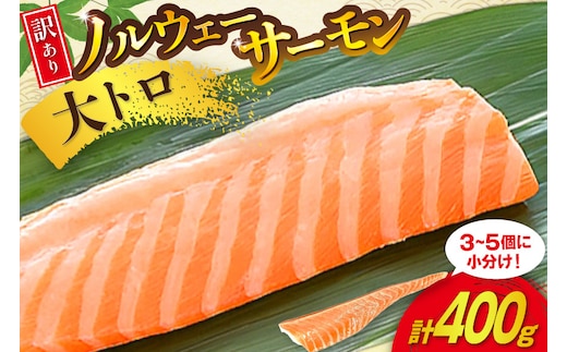 訳あり 無添加 ノルウェー産 アトランティックサーモン 大トロ 生食用 3-5p入 計400g [足利本店 宮城県 気仙沼市 20565658] サーモン さけ サケ 鮭 魚介類 鮭 お刺し身 刺し身 刺身 個包装 海鮮 海鮮丼 魚介 魚 個包装 小分け 冷凍 真空包装 ノルウェー トロ