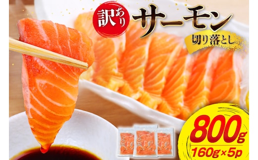訳あり サーモン 切り落とし おさしみ用 800g 160g x5p [足利本店 宮城県 気仙沼市 20565988] 魚 魚介類 鮭 お刺し身 刺し身 刺身 個包装 チリ銀鮭 銀鮭 海鮮 海鮮丼 魚介