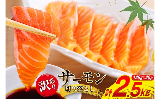 訳あり 無添加 サーモン 切り落とし おさしみ用 計2.5kg 125g×20p [足利本店 宮城県 気仙沼市 20565698] 個包装 小分け 魚 魚介類 鮭 お刺し身 刺し身 刺身 生 生食 個包装 チリ銀鮭 銀鮭 海鮮 海鮮丼 魚介