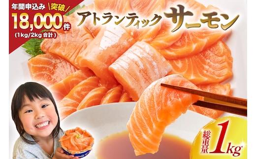ノルウェー産 アトランティックサーモン 総重量 1kg (正味重量850g) [カネダイ 宮城県 気仙沼市 20565509] 魚 魚介類 サーモン 刺身 生食 生 アトランティック アトラン 小分け 冷凍 鮭 さけ 訳あり ノルウェー