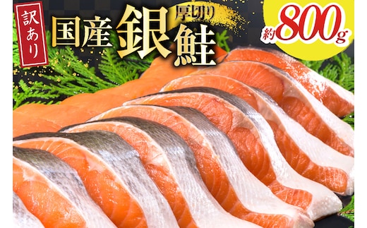 訳あり 国産 減塩 厚切り 塩銀鮭 切身 計 800g [足利本店 宮城県 気仙沼市 20565949] サーモン 鮭 さけ サケ シャケ 魚 海鮮 魚介 甘塩味 規格外 不揃い 鮭切身 切り身 個包装 家庭用 訳アリ 塩分控えめ 冷凍