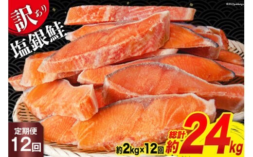 定期便 《12ヶ月連続お届け》 訳あり 銀鮭 切身 約2kg×12回 計24kg [宮城東洋 宮城県 気仙沼市 20564464] 鮭 海鮮 規格外 不揃い さけ サケ 鮭切身 シャケ 切り身 冷凍 家庭用 訳アリ おかず 弁当 支援 事業者支援