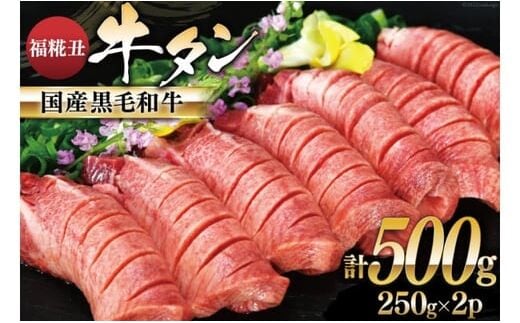 牛タン 国産黒毛和牛 「福糀丑(ふっこううし)」計500g(250g×2p) [アーバン 宮城県 気仙沼市 20563831] 国産 牛たん 和牛 芯たん スライス 厚切り 味付き 冷凍