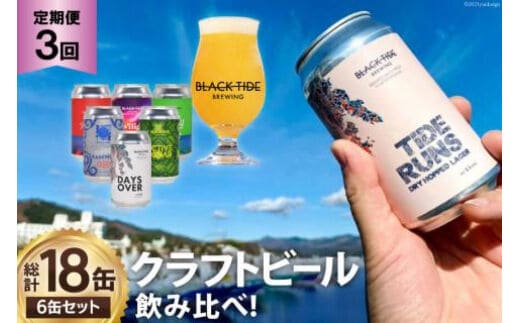 3回 定期便 BTB クラフトビール 6缶 セット【総計18缶】 [BLACK TIDE BREWING 宮城県 気仙沼市 20565555] 酒 ビール びーる 飲み比べ クラフト お酒 地ビール