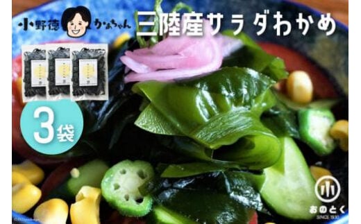 【2つの食感】 三陸産 サラダわかめ 170g ×3袋 [小野徳 宮城県 気仙沼市 20565558] 海藻 ワカメ わかめ 若布 塩蔵わかめ 塩蔵 コリコリ シャキシャキ 冷蔵