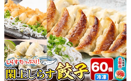 漁亭 浜や 閖上（ゆりあげ）しらす餃子 60個 にんにく不使用 美味 ブランド豚 ジャパンX 冷凍 冷凍食品 漁亭 浜や 宮城県 名取市