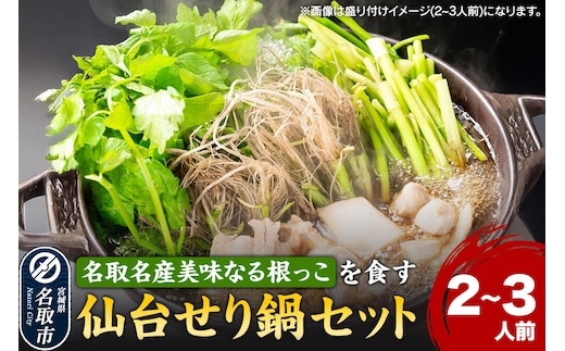 鍋【期間限定】【お届け日時指定必須（10月1日以降お届け）】 仙台せり鍋セット 美味なる根っこ（2～3人前） 漁亭 浜や 名取名産 美味なる根っこを食す