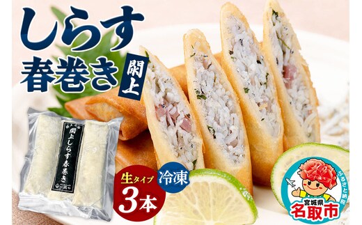 閖上（ゆりあげ） しらす 春巻き（生3本） 冷凍 冷凍食品 惣菜 パリパリ おつまみ おかず お弁当 冷凍 中華惣菜 簡単 漁亭 浜や 宮城県 名取市 [春巻 春巻き しらす シラス 冷凍 冷凍食品 惣菜 パリパリ グルメ おつまみ おかず お弁当 冷凍 中華惣菜 簡単 漁亭 浜や 宮城県 名取市]