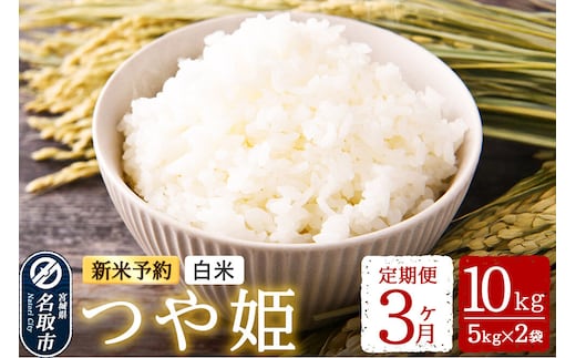 米 【令和8年産 新米予約】 名取市産 つや姫 白米 10kg（5kg×2）《定期便3ヶ月》 宮城県名取市産 お米 精米 [つや姫 ブランド米 お米 白米 米どころ 食卓 おにぎり 宮城県 名取市 名取市産 定期便]