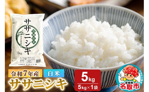 米 令和7年産 宮城県産 ササニシキ 白米 5kg