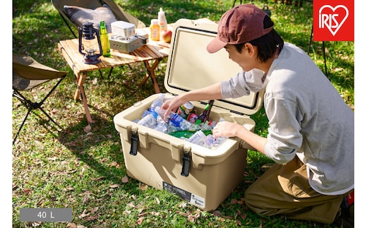 ☆リニューアル☆クーラーボックス 大型 大容量 40L TC-40R ベージュ HUGEL アイリスオーヤマ クーラーBOX ハードクーラー 高保冷 アウトドア キャンプ BBQ 釣り スポーツ レジャー ベージュ
