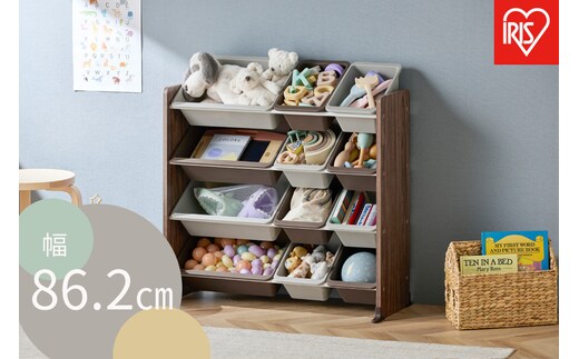 ☆リニューアル☆キッズトイハウスラック KTHR-412R ウォールナット 引き出し 4段 大容量 おもちゃ 収納 かわいい おしゃれ ポップ
