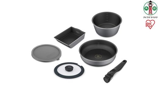 フライパン セット アイリスオーヤマ ダイヤモンドコートパンディープラス IH 6点セット DCI-S6S IH 深型 鍋 なべ ナベ ダイヤモンドコート ガラス蓋 シール蓋 ハンドル 新生活 キッチン 料理 調理 調理家電 目盛付き