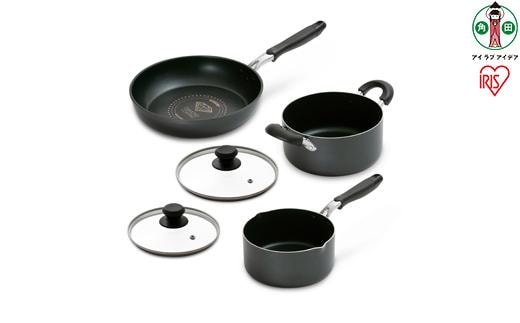 ダイヤモンドコートフライパン・なべ ５点セットDCI-FP5Sブラック