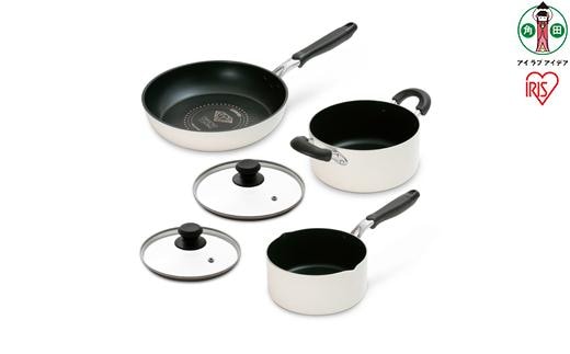 ダイヤモンドコートフライパン・なべ ５点セットDCI-FP5Sホワイト
