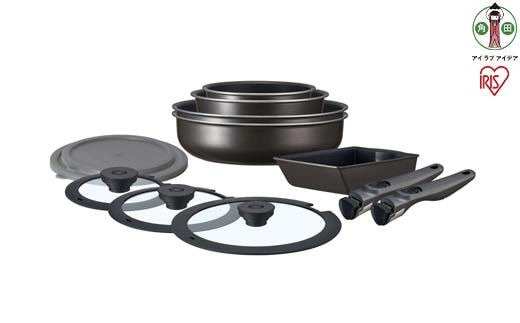 TERACOAT 深型12点セット フライパンセット 深型 鍋セット テラコート 深型フライパン フライパン 鍋 なべ 炒めなべ エッグパン ガラスふた 蓋 ふた IH ガス火 ガスコンロ EHDC-S12S 12点セット アイリスオーヤマ