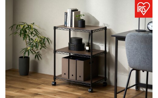 カラーメタルラック ウッドボード付き CMM-55073B ブラック