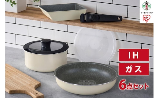 ダイヤモンドコートパン ＩＨ ６点セット DCI-T6S アイボリー