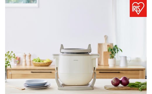 自動調理器 シェフドラム アイリスオーヤマ アイボリー 簡単調理 スープ 焼く 炒める 揚げる 煮込む 揚げ物 低温調理 IH式 保温機能付き 使い方簡単 簡単温度設定 自動調理器 おすすめ 人気 アイリス DAC-IB2-C