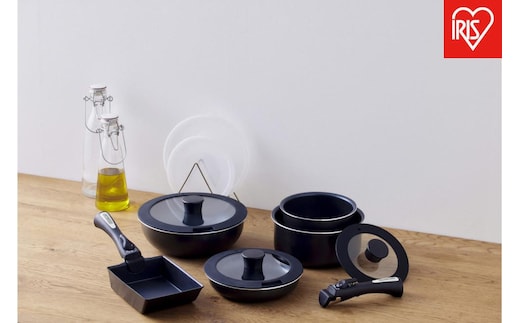 フライパンセット ダイヤモンドコートパン１２点セット ＩＨ・ガス火対応 NTF-SEI12 ブラックメタリック