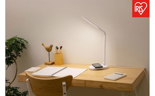 LEDデスクライトQi充電シリーズ 平置きタイプ 調光 LDL-QFD-W ホワイト