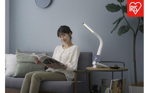 LEDデスクライトQi充電シリーズ 縦置きタイプ 調光・調色 LDL-QLDL-W ホワイト