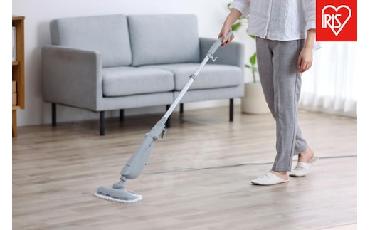 スチームモップ アイリスオーヤマ 家電 電化製品 タンク容量240ml パネル式 コンパクト ハンドル伸縮 チャイルドロック付き 除菌 消臭 STM-240 グレー