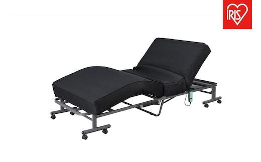 ベッド シングル 折りたたみ 電動 リクライニングベッド 厚さ15cm アイリスオーヤマ Sサイズ 電動リクライニング ポケットコイル キャスター付き 無段階 OTB-PDN ブラック