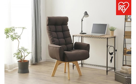 イス 回転ファブリックチェア ハイバック FACN-KHB ブラウン