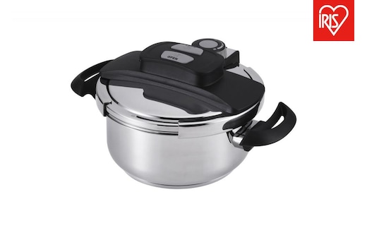 鍋 圧力鍋 両手圧力鍋 4L アイリスオーヤマ キッチン用品 IH ガス火 4点セットステンレス シルバー RAN-4L