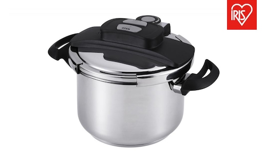 鍋 圧力鍋 両手圧力鍋 6L アイリスオーヤマ キッチン用品 IH ガス火 4点セットステンレス シルバー RAN-6L