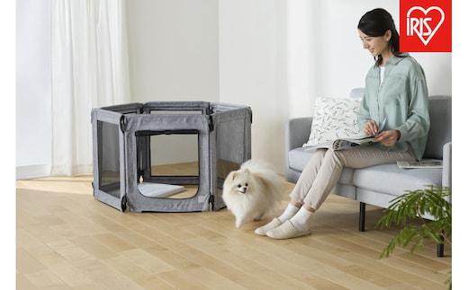 ペット 洗える折りたたみペットサークル AOPS-6P グレー