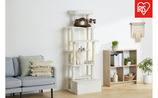 ペット 収納付きファブリックキャットタワー SFC-157 ホワイト