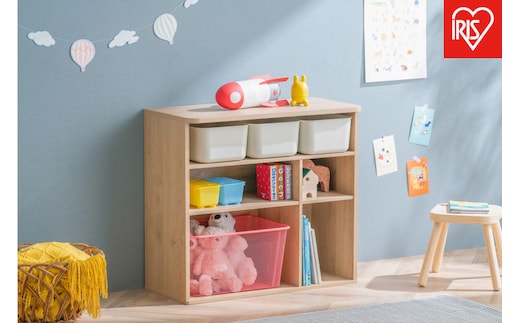 収納棚 ラウンドシェルフ RUSR-74S ナチュラル/ライトベージュ