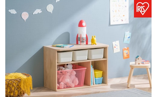 収納棚 ラウンドシェルフ RUSR-74L ナチュラル/ライトベージュ