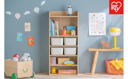 収納棚 ラウンドシェルフ RUSR-50H ナチュラル/ライトベージュ