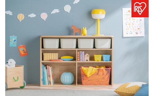 収納棚 ラウンドシェルフ RUSR-97W ナチュラル/ライトベージュ