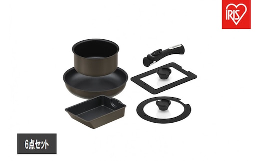 ダイヤモンドコートパンマルチエッグパン入り６点セット ＩＨガス火対応 MEGI-6S ブラウンメタリック