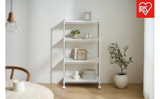 カラーメタルラック ウッドボード付き CMM-55104B ホワイト