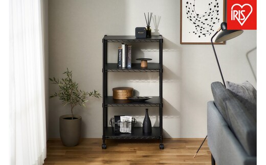 カラーメタルラック ウッドボード付き CMM-55104B ブラック