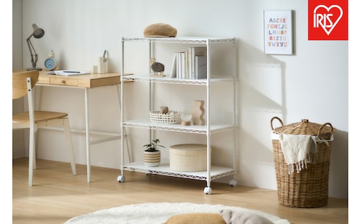 カラーメタルラック ウッドボード付き CMM-75104B ホワイト