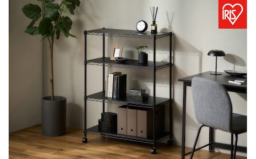 カラーメタルラック ウッドボード付き CMM-75104B ブラック