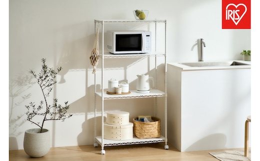 カラーメタルラック ウッドボード付き CMM-75144B ホワイト