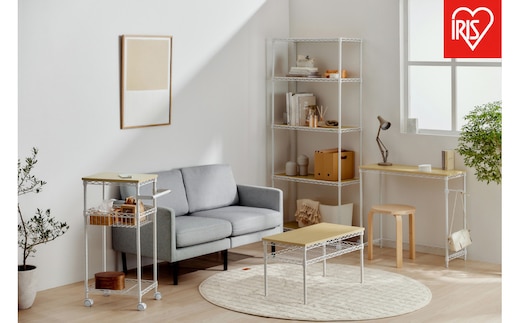 カラーメタルラック ウッドボード付き CMM-75185B ホワイト